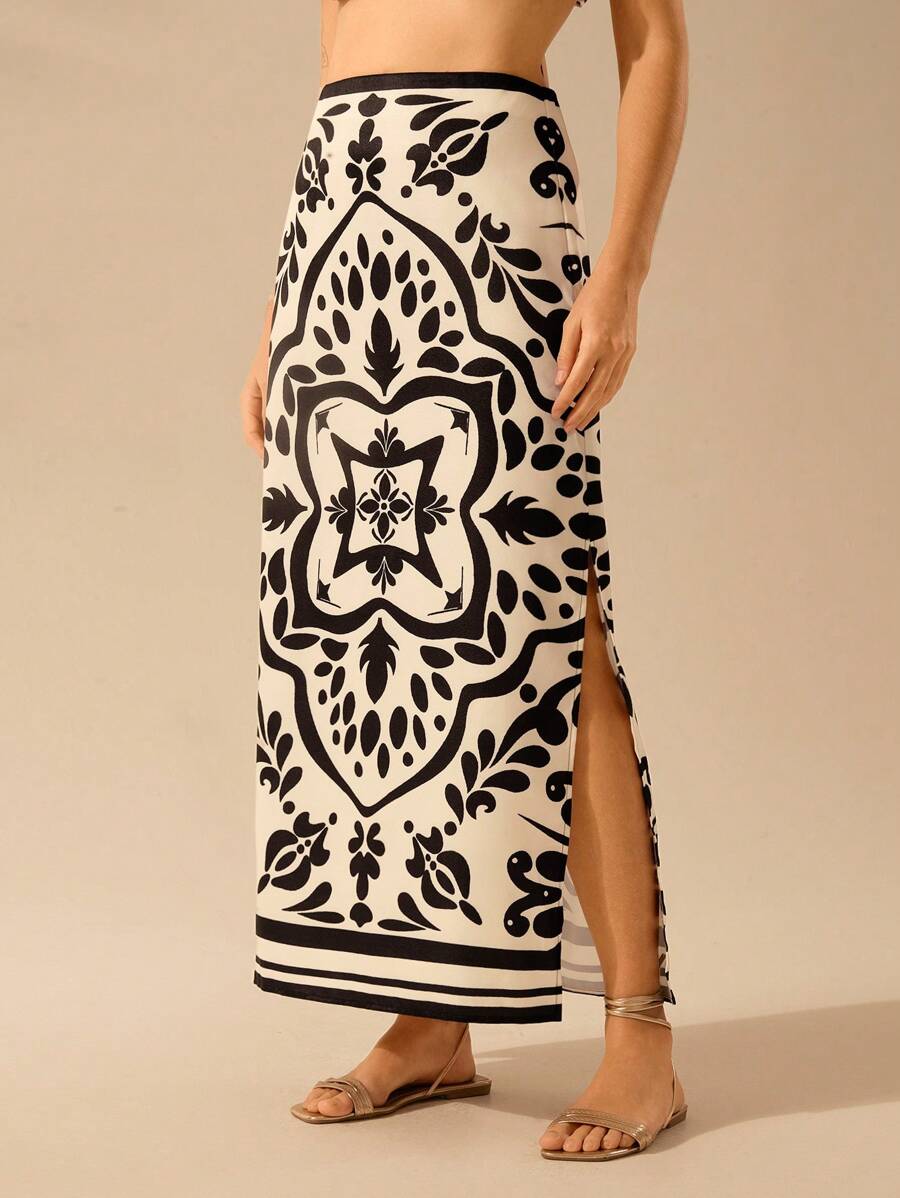 Falda A-line floral