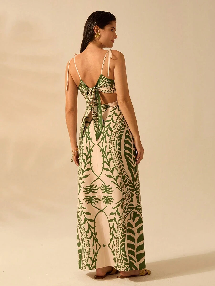 Vestido Largo Palmera Verde