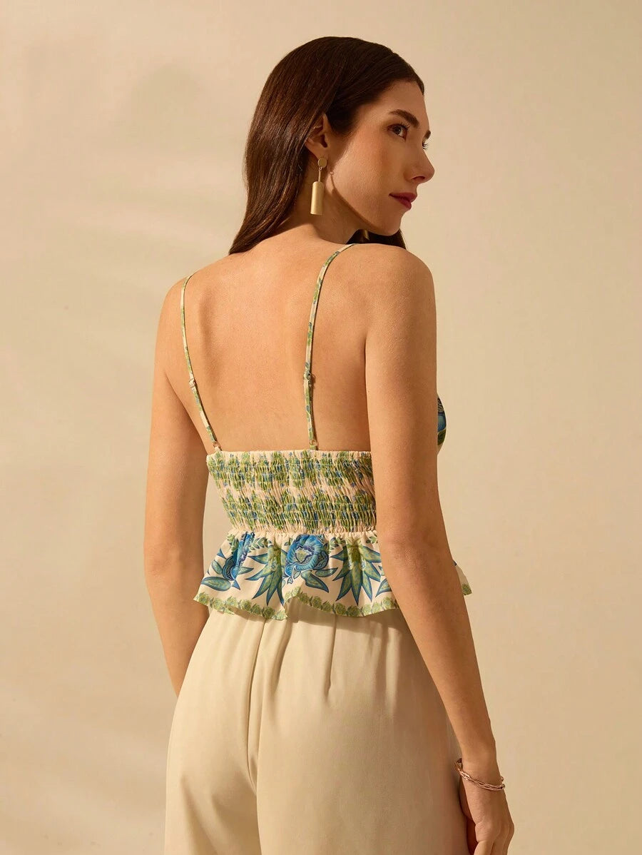 Top Cropped Boho Escote