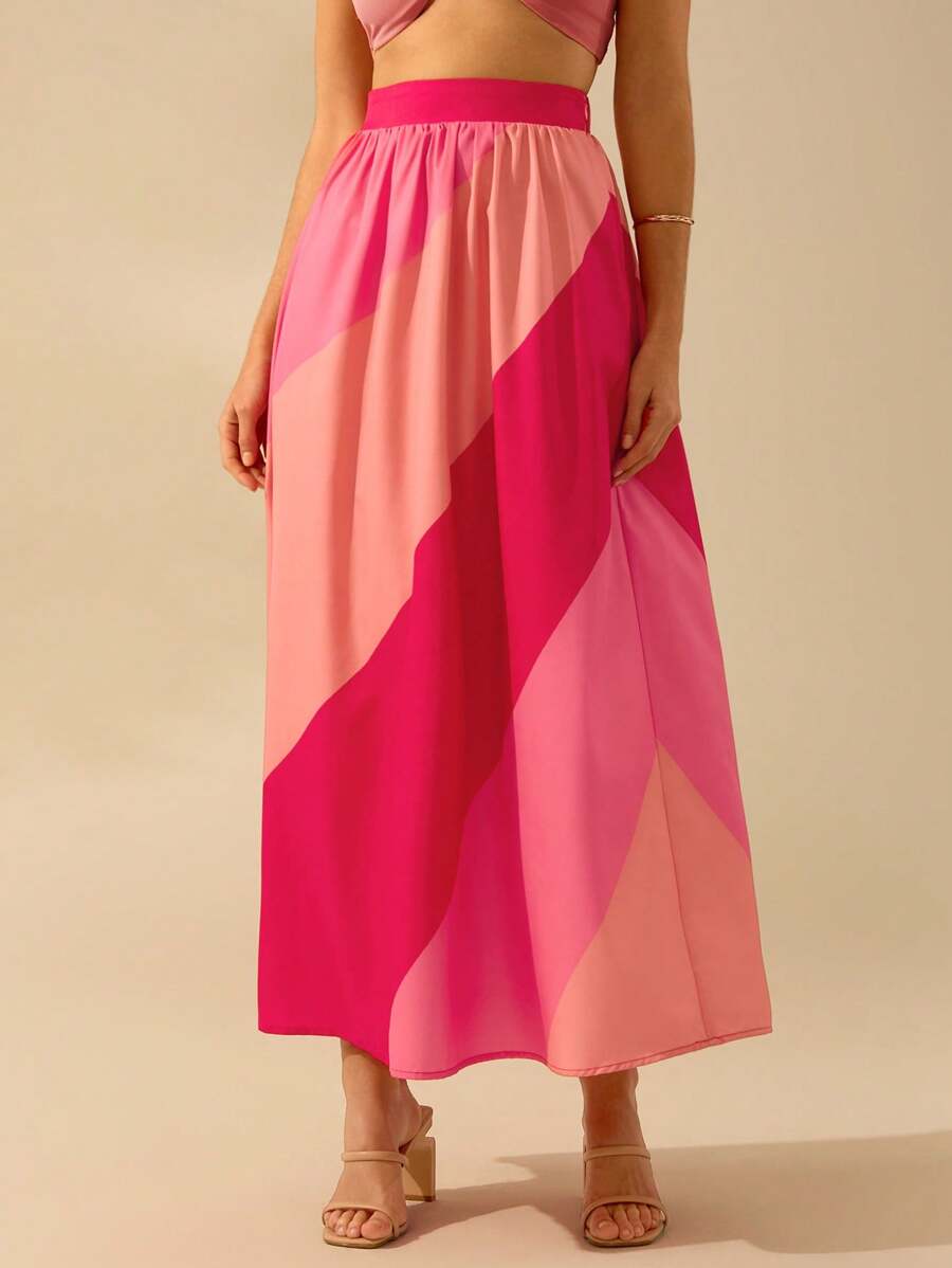 Maxi Falda Rosa Multicolor