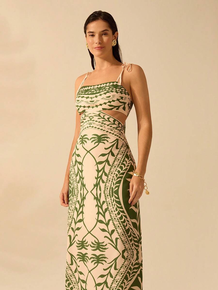 Vestido Largo Palmera Verde