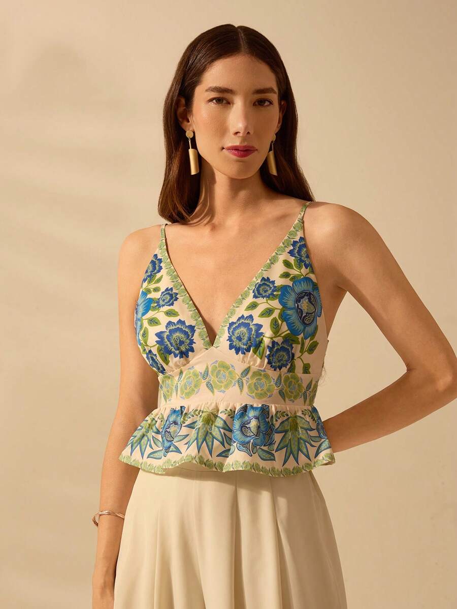 Top Cropped Boho Escote
