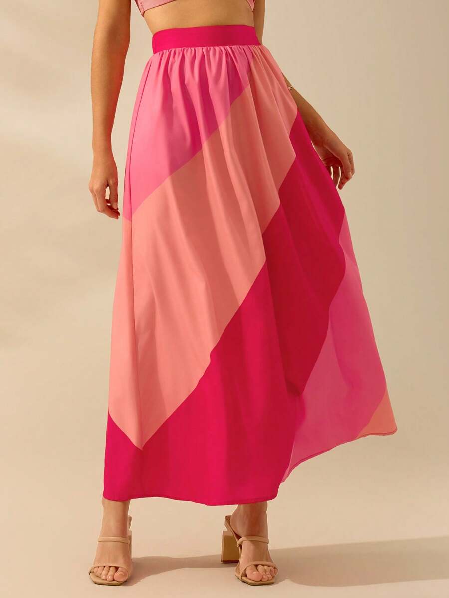 Maxi Falda Rosa Multicolor