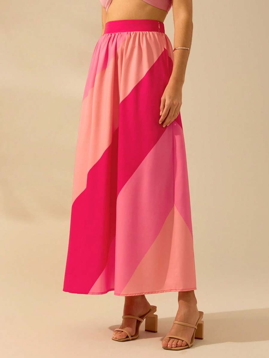 Maxi Falda Rosa Multicolor
