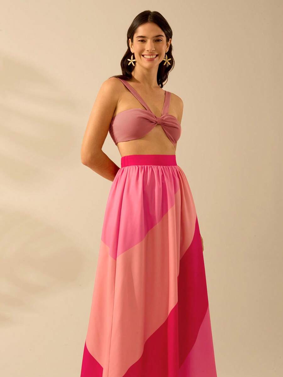 Maxi Falda Rosa Multicolor